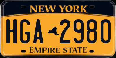 NY license plate HGA2980