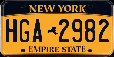 NY license plate HGA2982