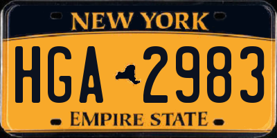 NY license plate HGA2983