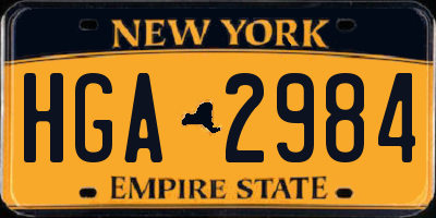 NY license plate HGA2984