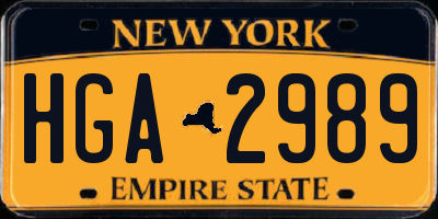 NY license plate HGA2989