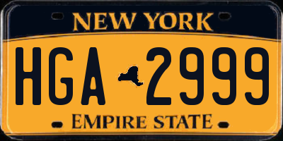 NY license plate HGA2999