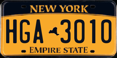 NY license plate HGA3010