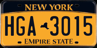 NY license plate HGA3015