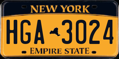 NY license plate HGA3024