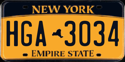 NY license plate HGA3034