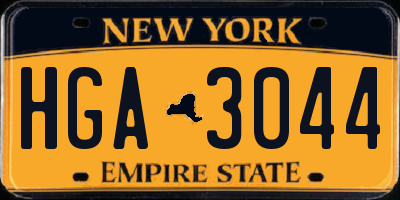 NY license plate HGA3044