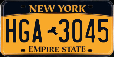 NY license plate HGA3045