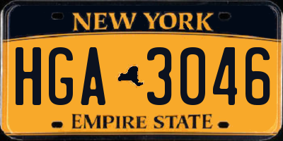 NY license plate HGA3046