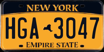 NY license plate HGA3047