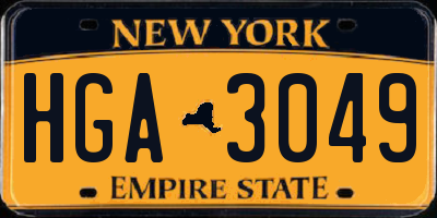 NY license plate HGA3049