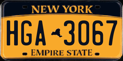 NY license plate HGA3067