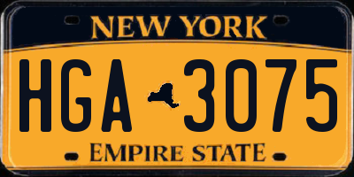 NY license plate HGA3075