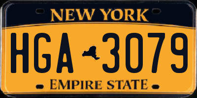 NY license plate HGA3079