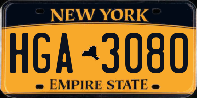 NY license plate HGA3080