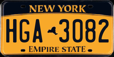 NY license plate HGA3082