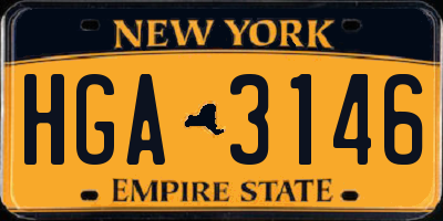NY license plate HGA3146