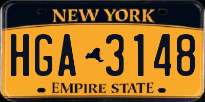 NY license plate HGA3148