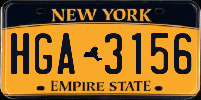 NY license plate HGA3156