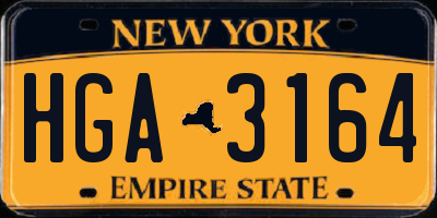 NY license plate HGA3164