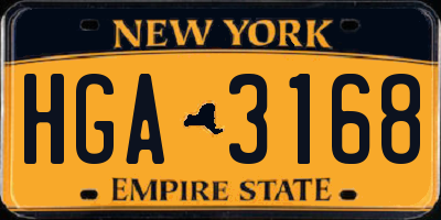 NY license plate HGA3168