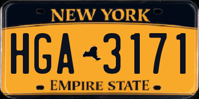 NY license plate HGA3171