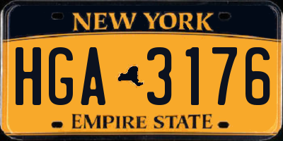 NY license plate HGA3176