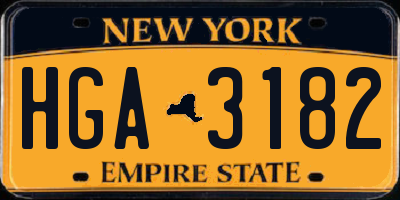 NY license plate HGA3182