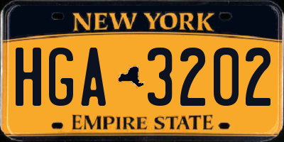 NY license plate HGA3202