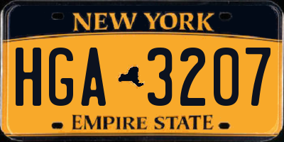 NY license plate HGA3207