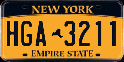 NY license plate HGA3211