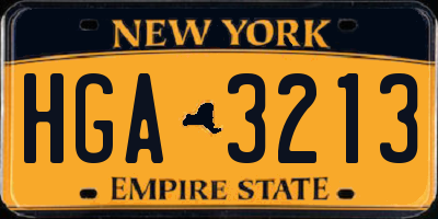 NY license plate HGA3213