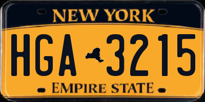 NY license plate HGA3215