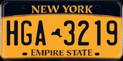 NY license plate HGA3219