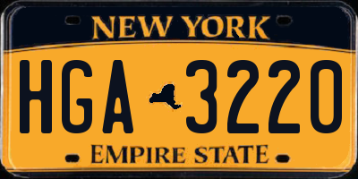 NY license plate HGA3220