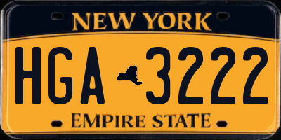 NY license plate HGA3222