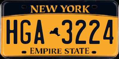 NY license plate HGA3224