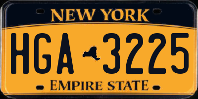 NY license plate HGA3225