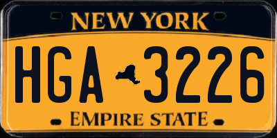 NY license plate HGA3226
