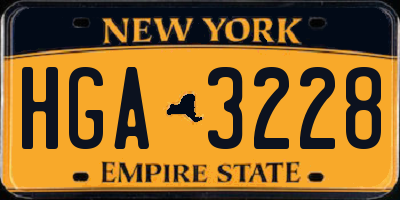 NY license plate HGA3228