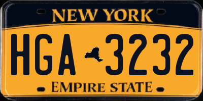 NY license plate HGA3232