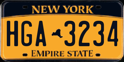 NY license plate HGA3234