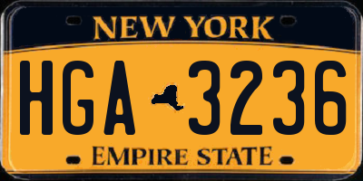 NY license plate HGA3236