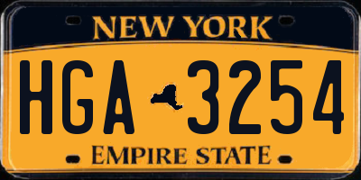 NY license plate HGA3254