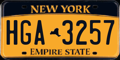 NY license plate HGA3257