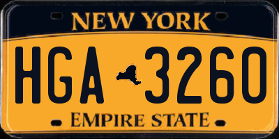 NY license plate HGA3260