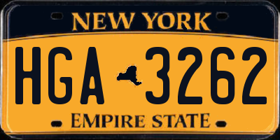 NY license plate HGA3262