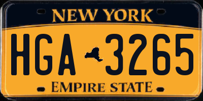 NY license plate HGA3265