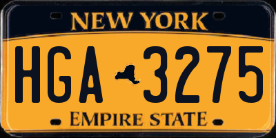 NY license plate HGA3275