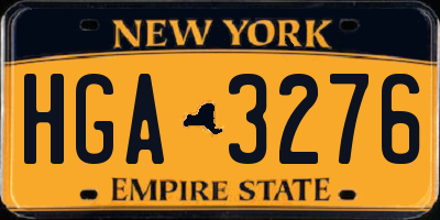 NY license plate HGA3276